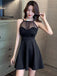 Black A-line Halter Short Homecoming Dresses,Cheap Short Prom Dresses,CM948