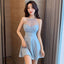 Blue A-line Halter Short Homecoming Dresses,Cheap Short Prom Dresses,CM947