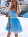 Blue A-line Spaghetti Straps Short Prom Homecoming Dresses,CM959