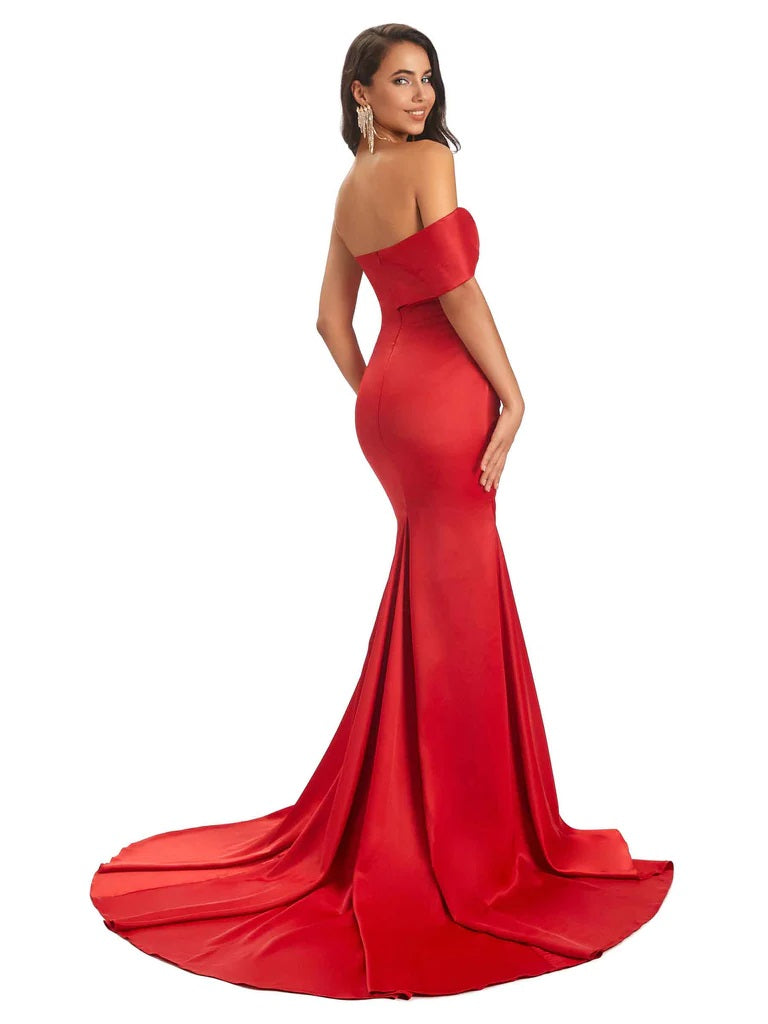 Charming Watermelon Red Mermaid One Shoulder Long Bridesmaid Dresses,WG1268