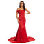 Charming Watermelon Red Mermaid One Shoulder Long Bridesmaid Dresses,WG1268