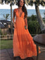 Cute Orange A-line V-neck Maxi Long Party Prom Dresses, Evening Dress,13222