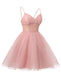 Cute Pink A-line Spaghetti Straps Mini Short Prom Homecoming Dresses Online,CM1000
