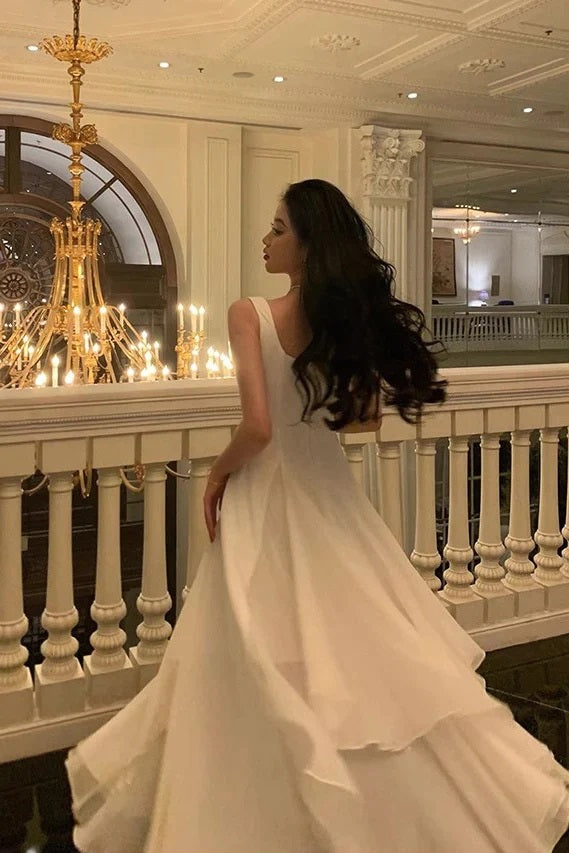 Elegant A-line Square Maxi Long Party Prom Dresses, Evening Dress Online,13200