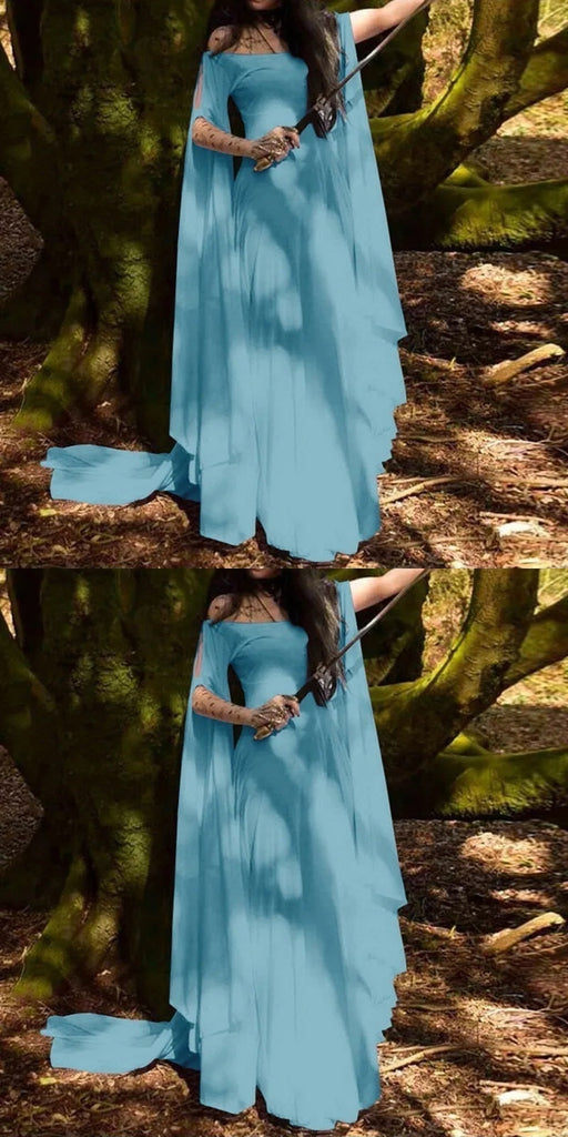 Elegant Blue A-line Maxi Long Party Prom Dresses, Evening Dress,13115