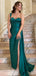 Emerald Green Mermaid One Shoulder Side Slit Maxi Long Party Prom Dresses, Evening Dress,13129