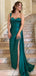 Emerald Green Mermaid One Shoulder Side Slit Maxi Long Party Prom Dresses, Evening Dress,13129
