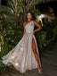 Gorgeous A-line One Shoulder High Slit Maxi Long Party Prom Dresses,13102