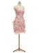 Gorgeous Pink A-line Spaghetti Straps Short Prom Homecoming Dresses,CM962