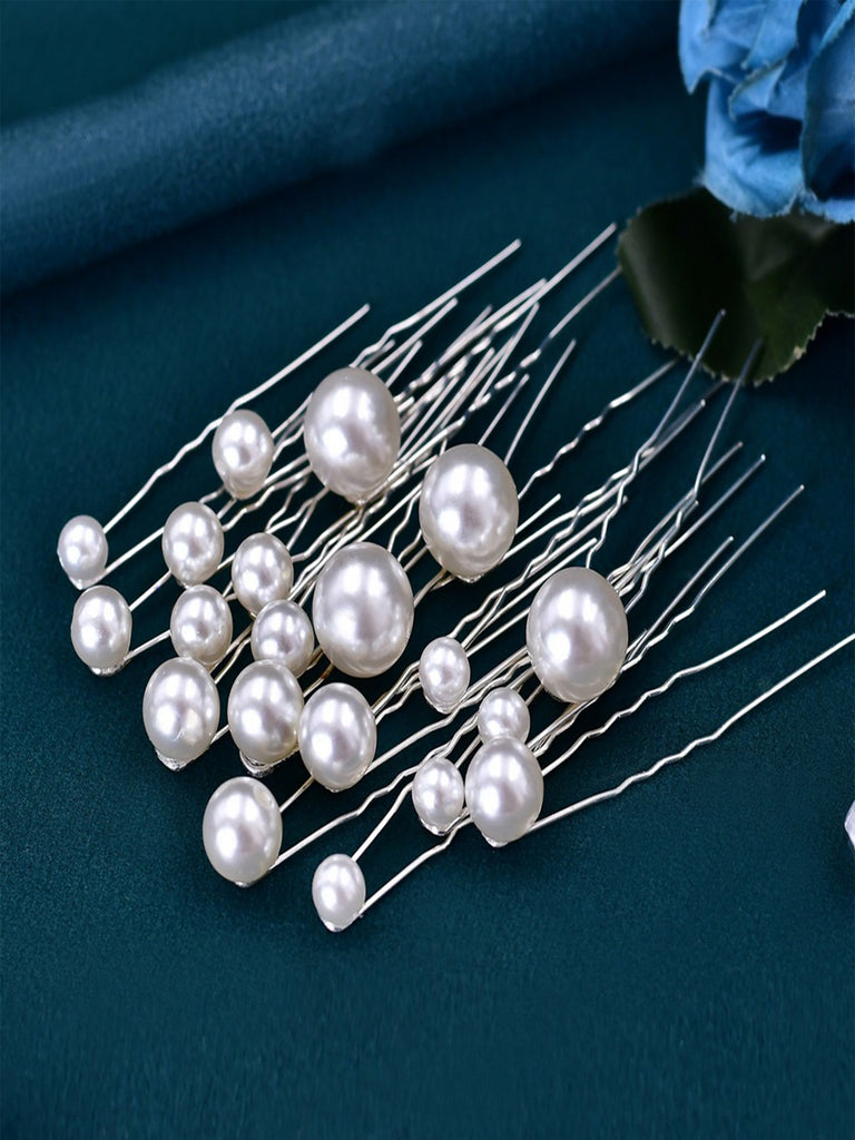 Handmade Pearl U-shaped Clip Dirty Braid Hair Accessories Flash Diamond Hair Fork for Women, HP536