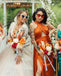 Mismatched Burnt Orange Mermaid Maxi Long Bridesmaid Dresses For Wedding,WG1566