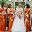 Mismatched Burnt Orange Mermaid Maxi Long Bridesmaid Dresses For Wedding,WG1566