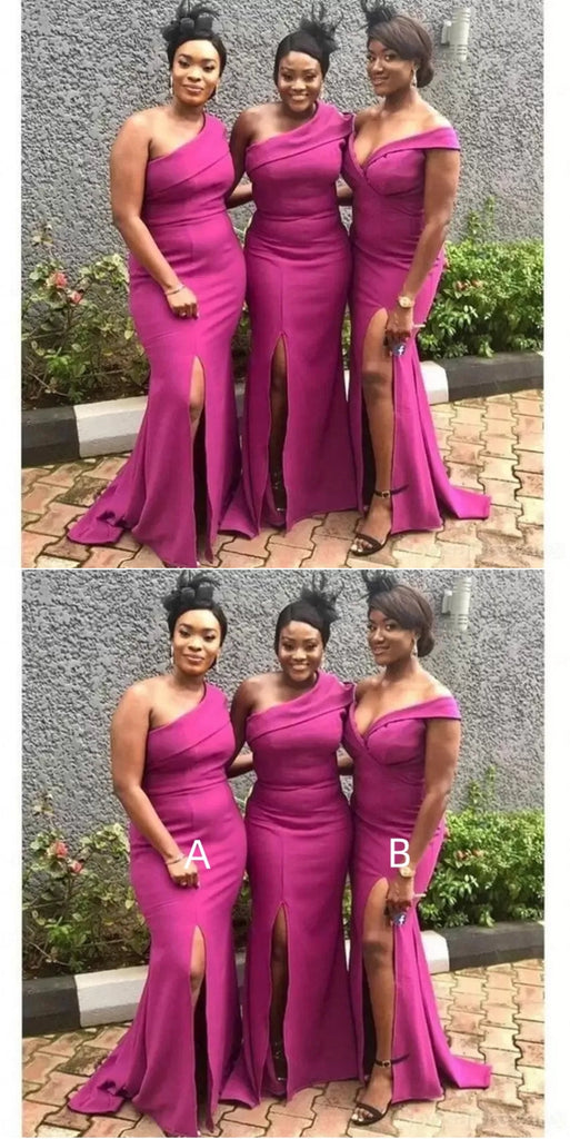 Mismatched Mermaid Side Slit Maxi Long Bridesmaid Dresses For Wedding Party,WG1580