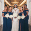 Sexy Mermaid Off Shoulder Navy Blue Wedding Guest Bridesmaid Dresses,WG1543