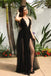 Sexy A-line Black Side Slit V-neck Maxi Long Party Prom Dresses, Evening Dress,13121