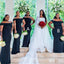 Sexy Black Mermaid Maxi Long Bridesmaid Dresses For Wedding Party,WG1586