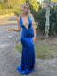 Sexy Blue Mermaid Deep V-neck Straps Long Party Prom Dresses, Evening Dress,13211
