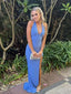 Sexy Blue Mermaid Halter Side Slit Maxi Long Party Prom Dresses,Evening Dress,13254