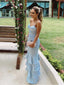 Sexy Blue Sheath Spaghetti Straps Maxi Long Party Prom Dresses Online,13109