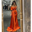 Sexy Burnt Orange Mermaid Off Shoulder Maxi Long Bridesmaid Dresses For Wedding, WG1559