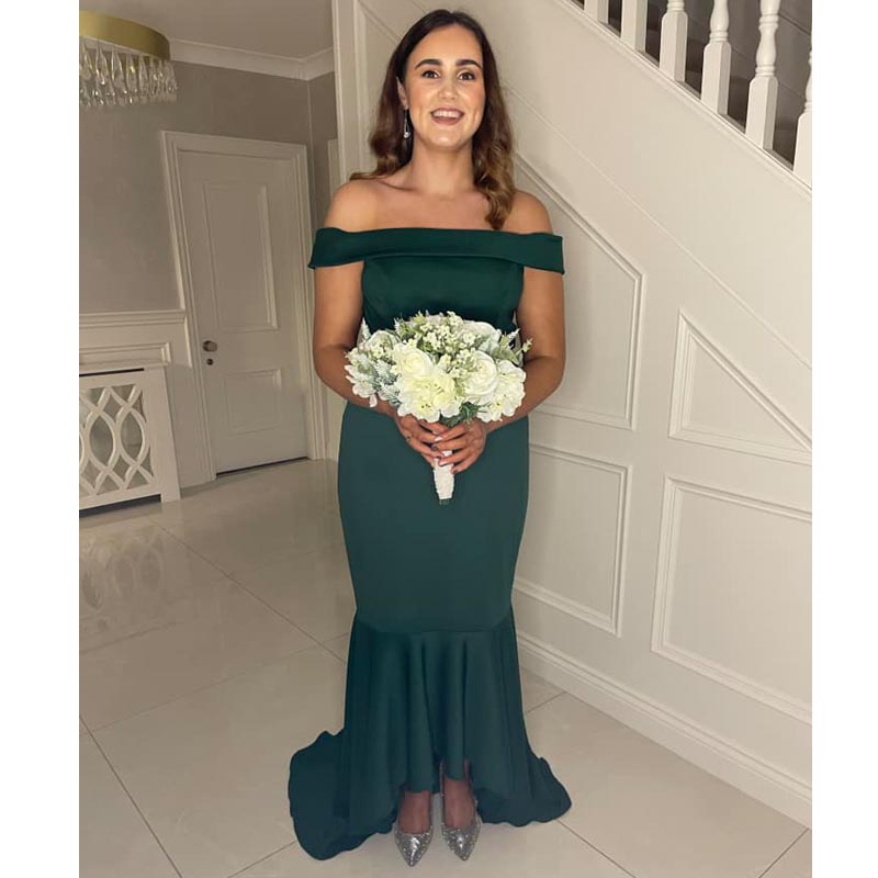 Sexy Green Mermaid Off Shoulder Cheap Maxi Long Bridesmaid Dresses,WG1515