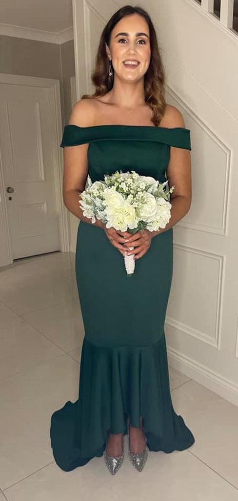 Sexy Green Mermaid Off Shoulder Cheap Maxi Long Bridesmaid Dresses,WG1515