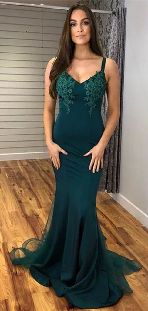 Sexy Green Mermaid V-neck Maxi Long Party Prom Dresses, Evening Dress,13227