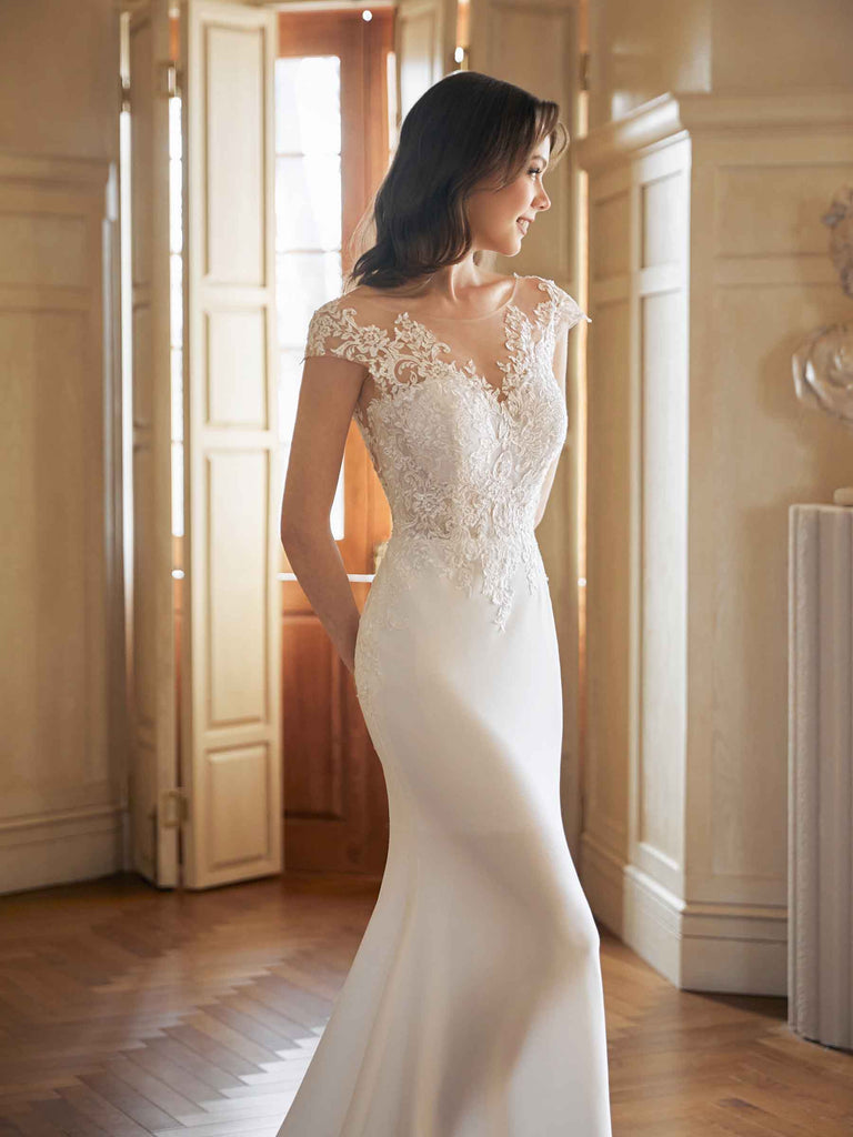 Sexy Mermaid Illusion Jewel Handmade Lace Wedding Dresses,WD796