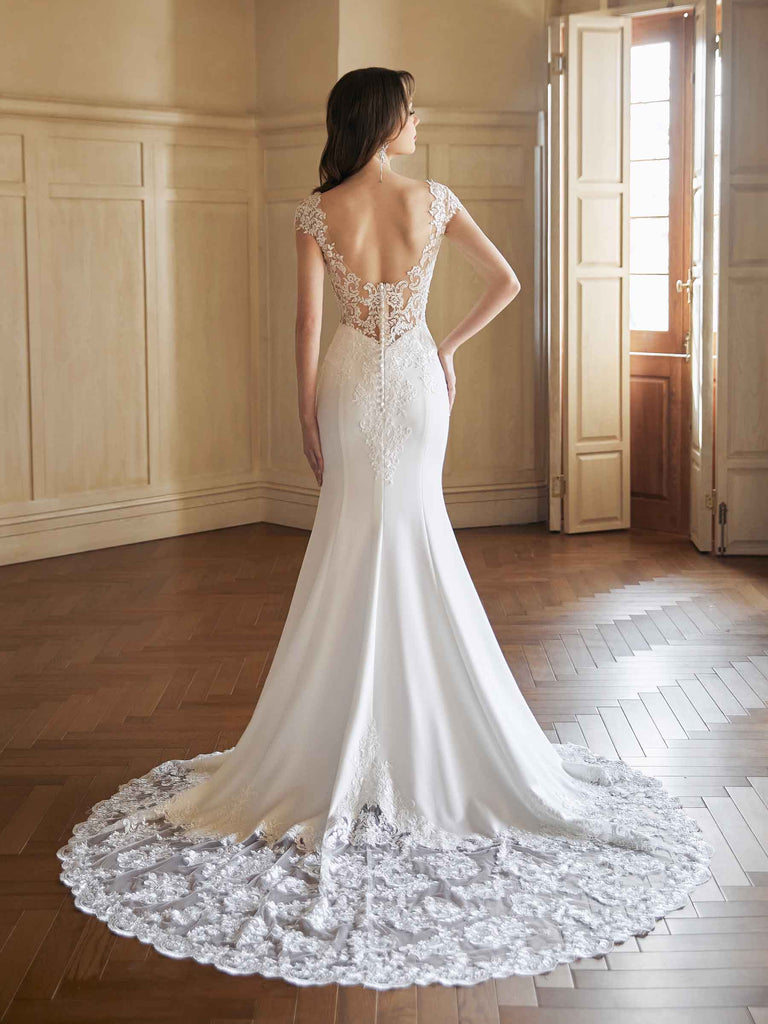 Sexy Mermaid Illusion Jewel Handmade Lace Wedding Dresses,WD796