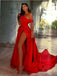 Sexy Red A-line High Slit Maxi Long Party Prom Dresses Online,13104
