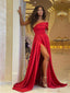 Sexy Red A-line Side Slit One Shoulder Maxi Long Party Prom Dresses, Evening Dress,13199