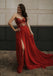 Sexy Red A-line Sweetheart High Slit Long Party Prom Dresses,Evening Dress,13113