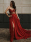 Sexy Red A-line Sweetheart High Slit Long Party Prom Dresses,Evening Dress,13113