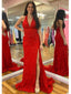 Sexy Red Mermaid Halter Side Slit Maxi Long Party Prom Dresses, Evening Dress,13215