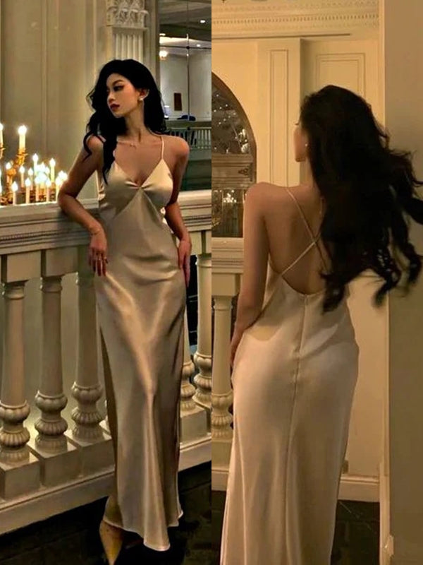 Sexy Sheath Spaghetti Straps V-neck Long Party Prom Dresses, Evening Dress,13220