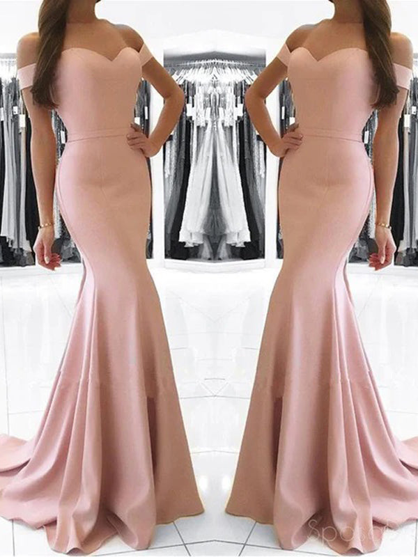 Simple Off Shoulder Blush Pink Mermaid Evening Prom Dresses, Popular Party Prom Dresses, Custom Long Prom Dresses, Cheap Formal Prom Dresses, 17204