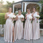 Simple One Shoulder A-line Side Slit Maxi Long Wedding Guest Bridesmaid Dresses,WG1535