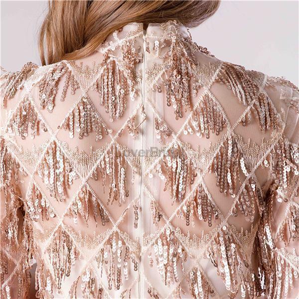 1/2 Long Sleeves High Neck Red Skirt Sequin Top Evening Prom Dresses, Evening Party Prom Dresses, 12116