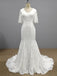 1/2 Long Sleeves Lace Mermaid Wedding Dresses, Cheap Wedding Gown, WD677