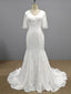 1/2 Long Sleeves Lace Mermaid Wedding Dresses, Cheap Wedding Gown, WD677