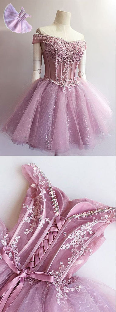 2016 Purple off shoulder see through charming unique style homecoming prom gown dresses, BD00150