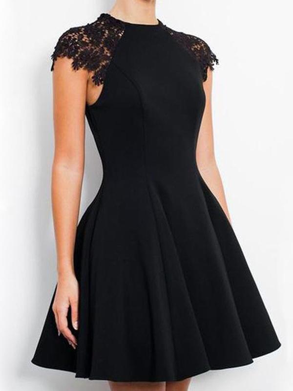 2017 Black Cap Sleeve Modest Tight fashion simple elegant homecoming prom gown dresses, BD001185