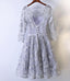 2017 Long Sleeve Gray Lace Round Neckline Homecoming Prom Dresses, Affordable Corset Back Short Party Prom Dresses, Perfect Homecoming Dresses, CM250