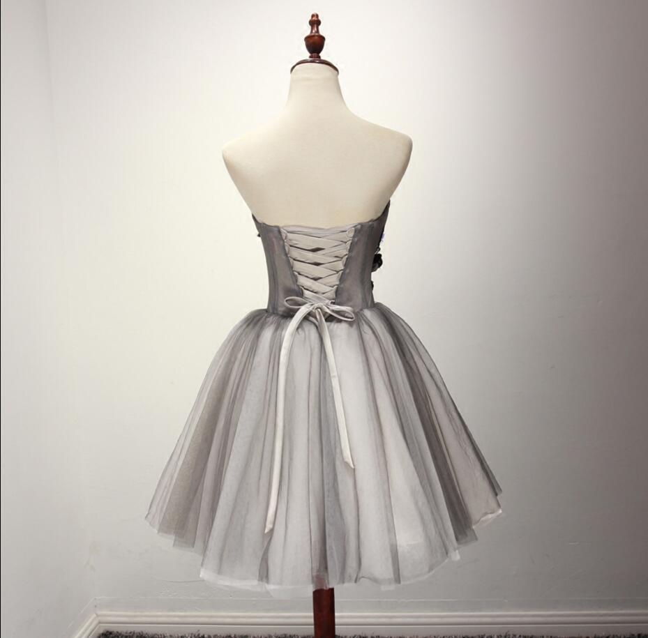 2017 Strapless Tulle Short Homecoming Prom Dresses,  Short Party Prom Dresses, Graduation Dresses, CM201