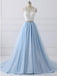 Lace Straps A line Blue Skirt Long Evening Prom Dresses, 17554