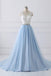 Lace Straps A line Blue Skirt Long Evening Prom Dresses, 17554