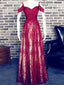 Off Shoulder Dark Red Lace Cheap Long Evening Prom Dresses, 17502