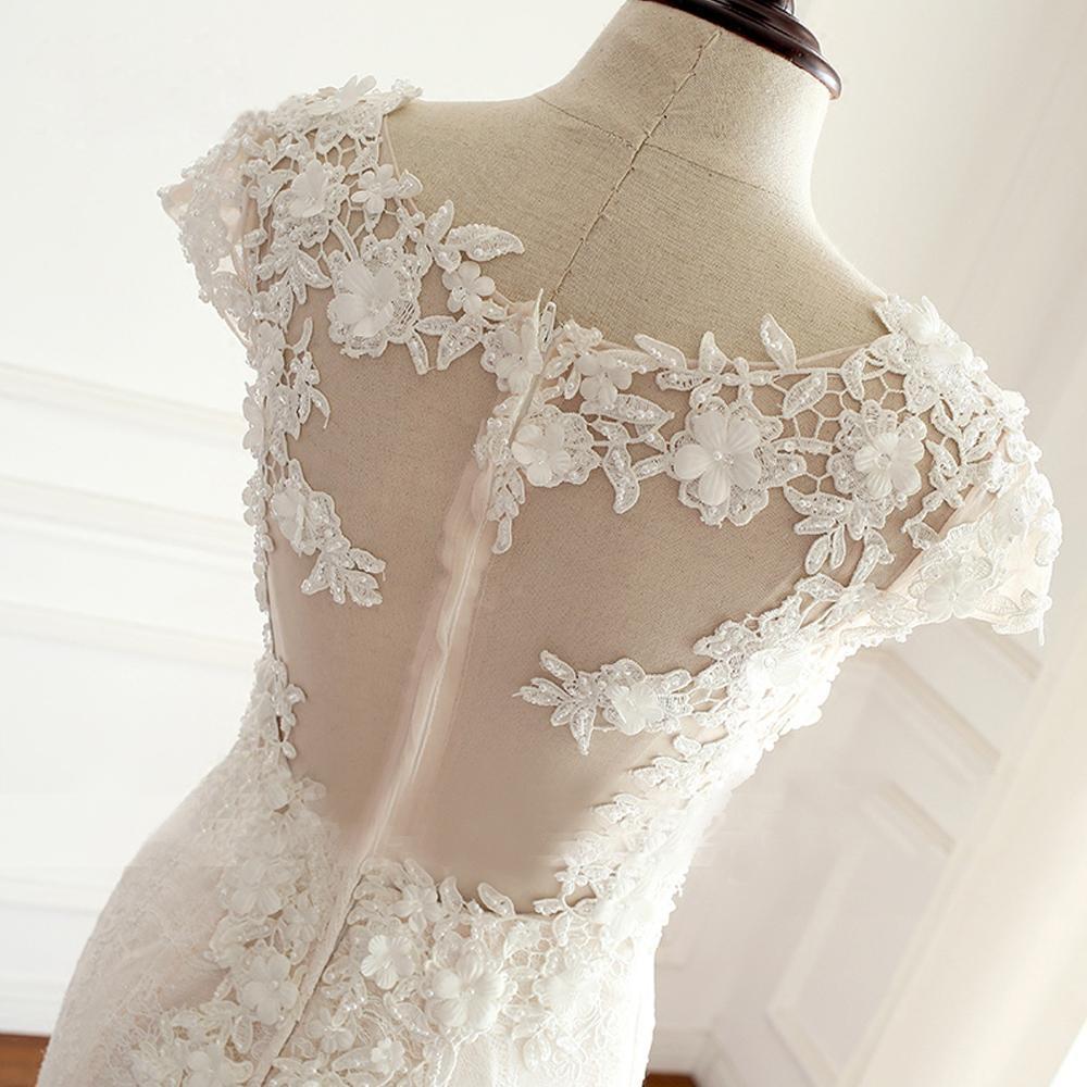 2018 Sexy See Through Cap Sleeve Lace Mermaid Wedding Bridal Dresses, Affordable Custom Made Wedding Bridal Dresses, WD268