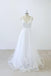 2018 Simple V Neck Lace Chapel Tail A-line White Wedding Dresses Online, WD372