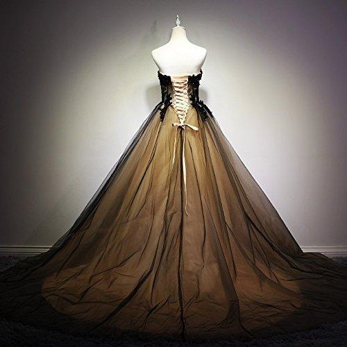 Sweetheart Black Tulle A line Long Evening Prom Dresses, 17676